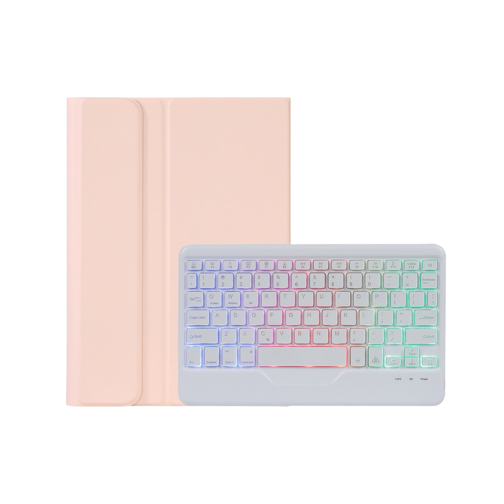 Bluetooth 3.0 keyboard case for Xiaomi Pad 5 / 5 Pro, with stand, detachable keyboard, tricolor lighting, pink