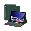 Keyboard Case, compatible with Samsung Galaxy Tab A9+ 11'' green, Wireless, Bluetooth, LED lighting, Protective case