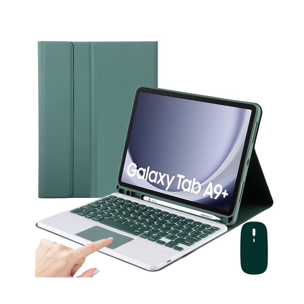 Touchpad Keyboard Case for Samsung Galaxy Tab A9 Plus 11", Wireless, Bluetooth, 7-Color Backlight, with Pen, Mouse, Silicone Keyboard Membrane