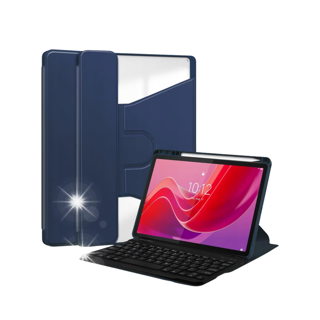 Калъф 2 в 1 с Bluetooth клавиатура за Lenovo Tab M11, 360° въртене, гранат, PU, включена стойка