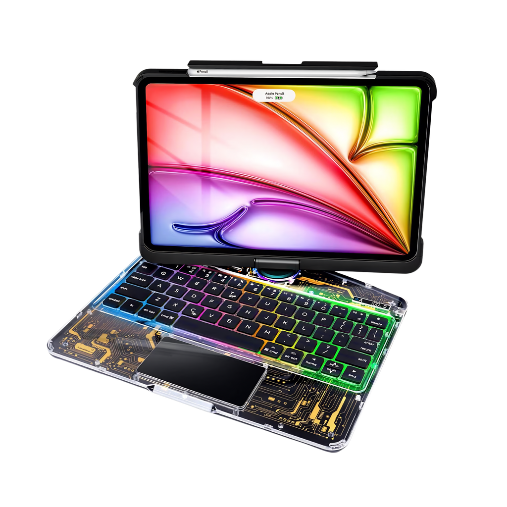 Compatible for iPad Air 11" Case With Keyboard (M3/M2, 2025/2024) and Air 5/4th Gen, iPad Pro 11 (2022/2021/2020/2018). 360 ° Rotating Multi-Touch Trackpad, Black