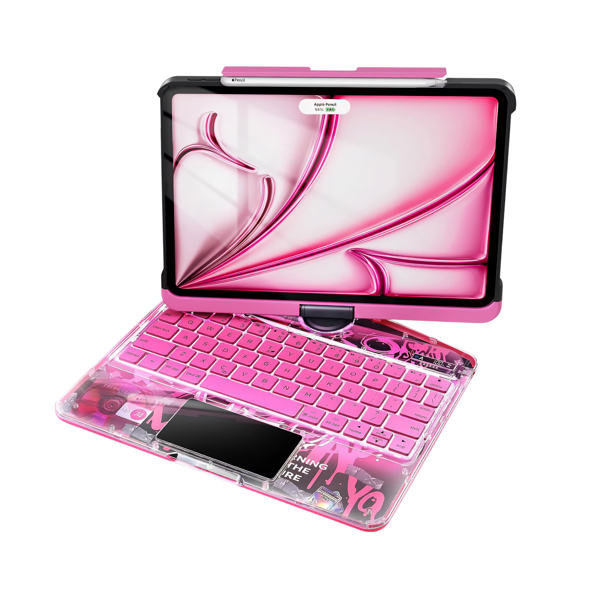 Compatible for iPad Air 11" Case With Keyboard (M3/M2, 2025/2024) and Air 5/4th Gen, iPad Pro 11 (2022/2021/2020/2018). 360 ° Rotating Multi-Touch Trackpad, RGB Backlit Keyboard Pink