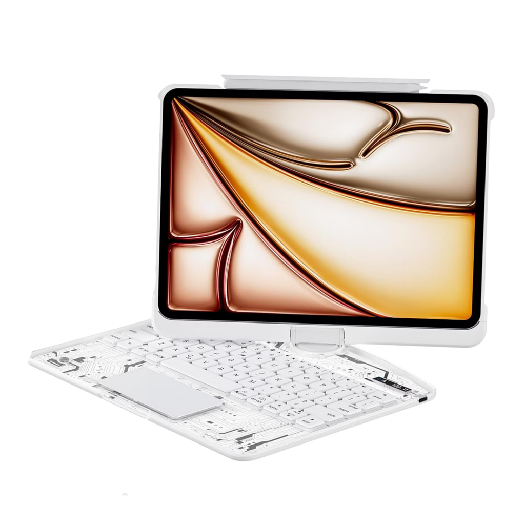 Compatible for iPad Air 11" Case With Keyboard (M3/M2, 2025/2024) and Air 5/4th Gen, iPad Pro 11 (2022/2021/2020/2018). 360 ° Rotating Multi-Touch Trackpad White