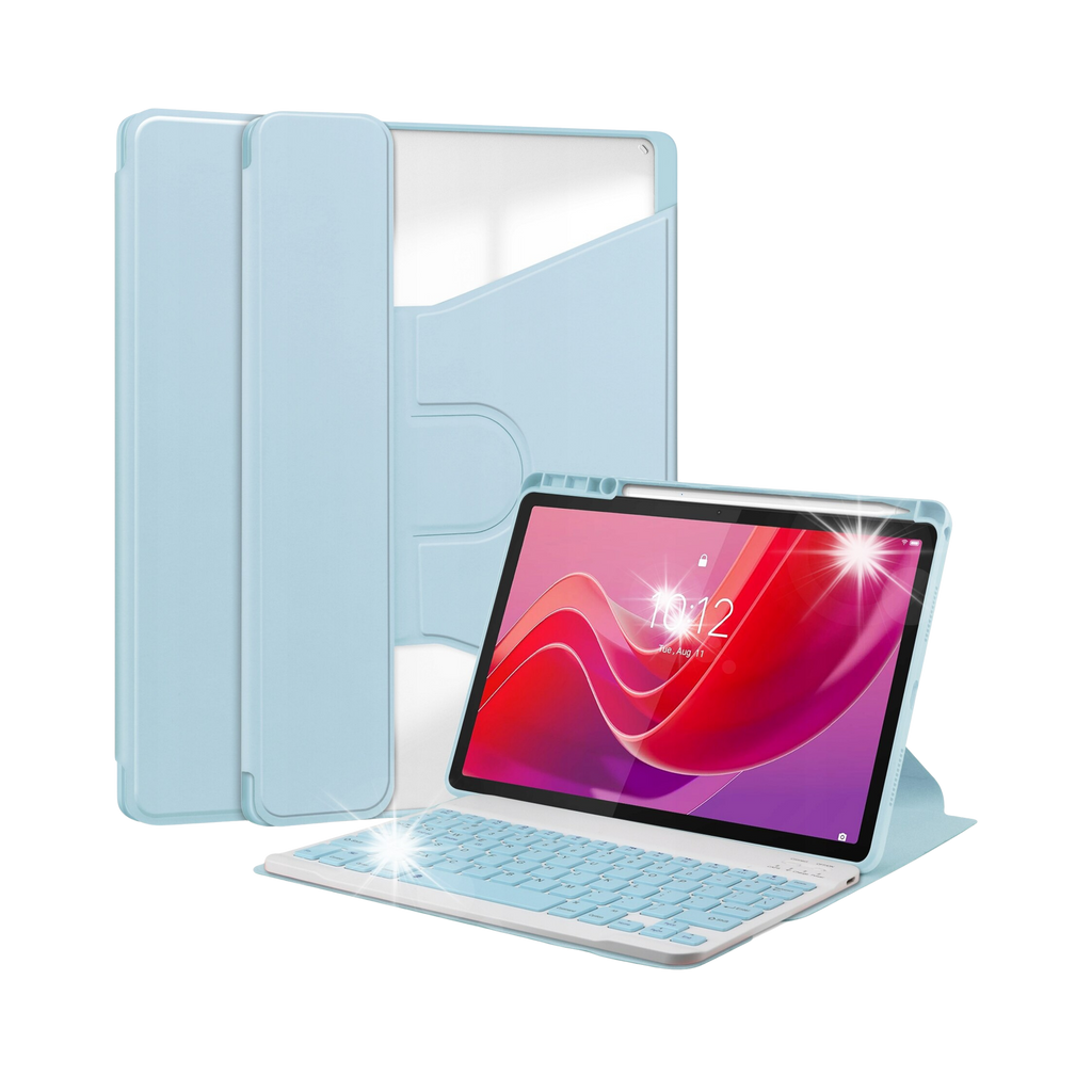 2 in 1 case with Bluetooth keyboard for Lenovo Tab M11, 360° rotating, light blue
