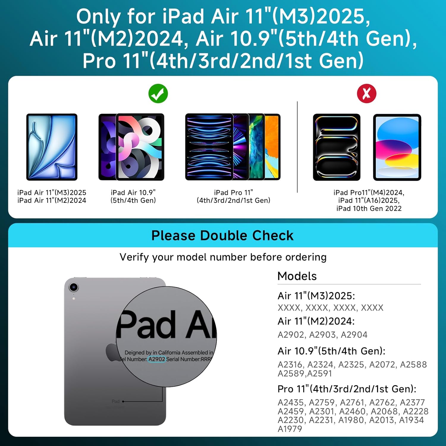 Compatible for iPad Air 11" Case With Keyboard (M3/M2, 2025/2024) and Air 5/4th Gen, iPad Pro 11 (2022/2021/2020). 360 ° Rotatable Multi-Touch Trackpad Blue
