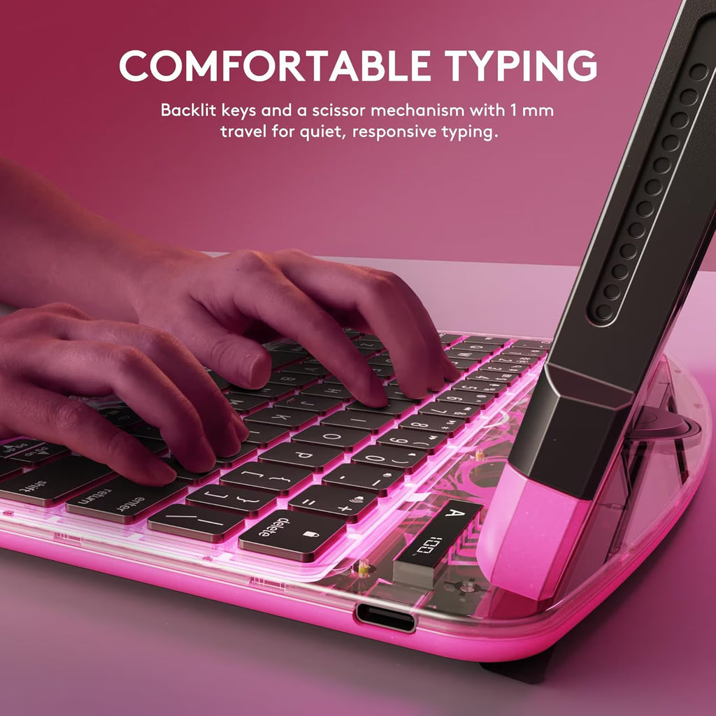 Compatible for iPad Air 11" Case With Keyboard (M3/M2, 2025/2024) and Air 5/4th Gen, iPad Pro 11 (2022/2021/2020/2018). 360 ° Rotating Multi-Touch Trackpad, RGB Backlit Keyboard Pink