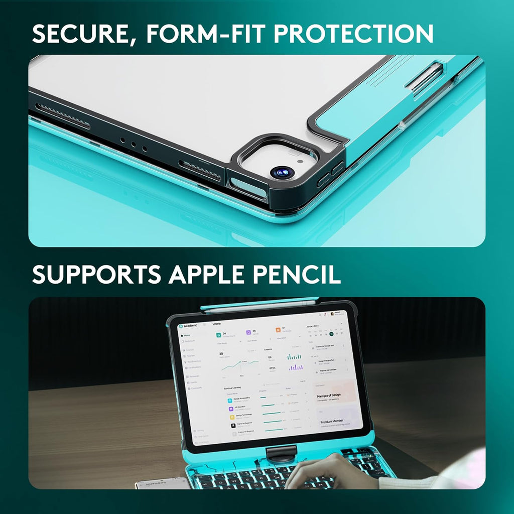 Compatible for iPad Air 11" Case With Keyboard (M3/M2, 2025/2024) and Air 5/4th Gen, iPad Pro 11 (2022/2021/2020). 360 ° Rotatable Multi-Touch Trackpad Blue
