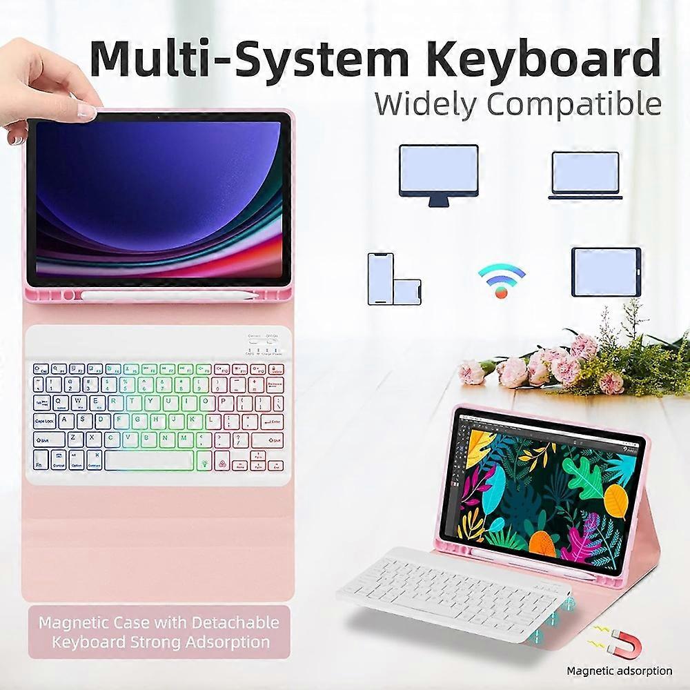 Bluetooth keyboard and mouse set, leather stand, RGB lighting