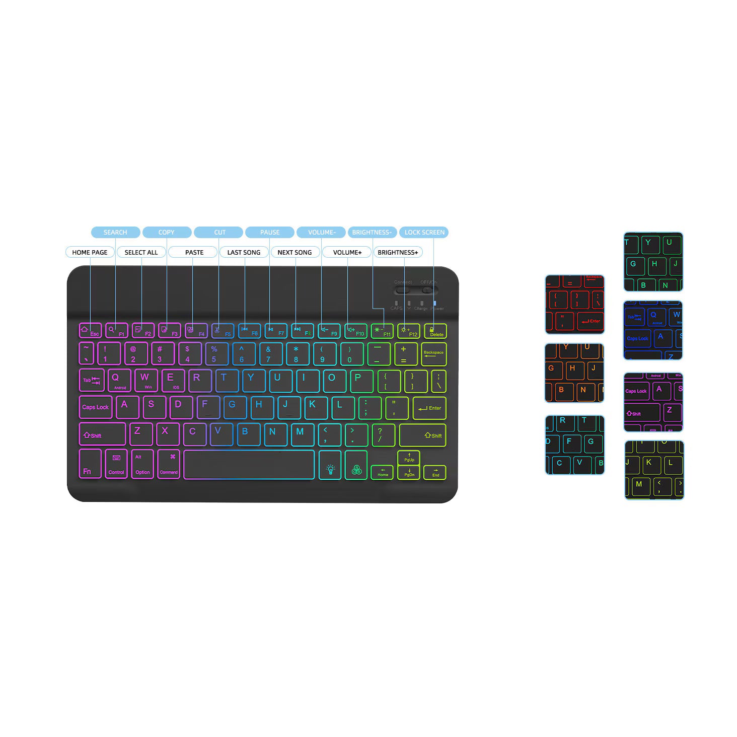 Keyboard Case, compatible with Samsung Galaxy Tab A9+ 11'' green, Wireless, Bluetooth, LED lighting, Protective case