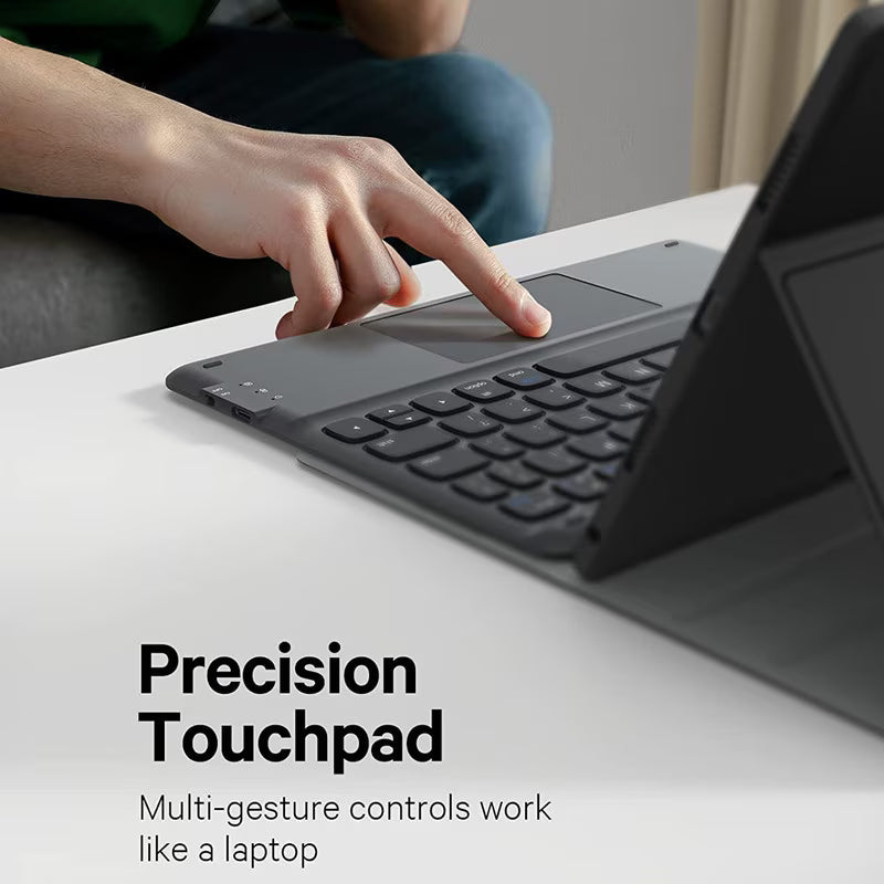 Touchpad Keyboard Case, For Samsung Galaxy Tab A9 Plus 11", Wireless, Bluetooth, 7-Color Backlight, With Pen, Mouse, Silicone Keyboard Membrane
