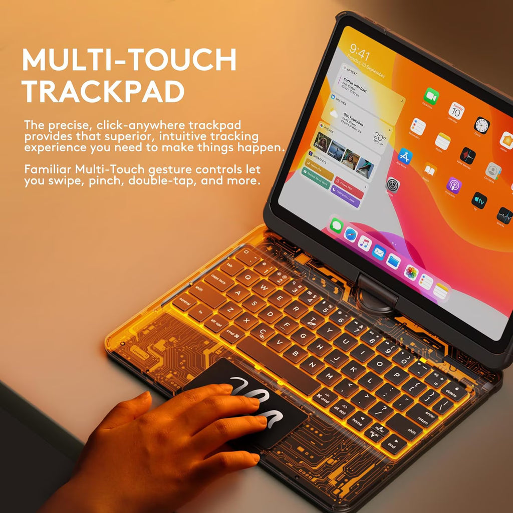 Compatible for iPad Air 11" Case With Keyboard (M3/M2, 2025/2024) and Air 5/4th Gen, iPad Pro 11 (2022/2021/2020/2018). 360 ° Rotating Multi-Touch Trackpad, Black