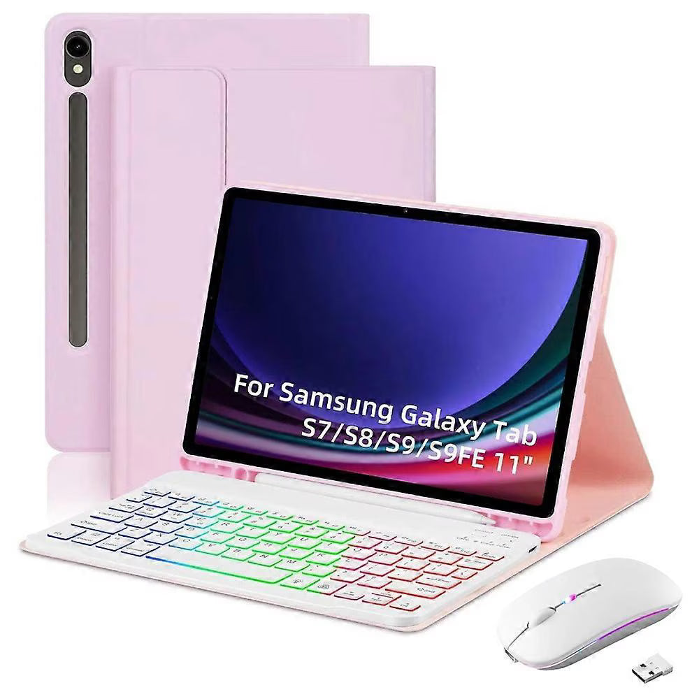 Bluetooth keyboard and mouse set, leather stand, RGB lighting