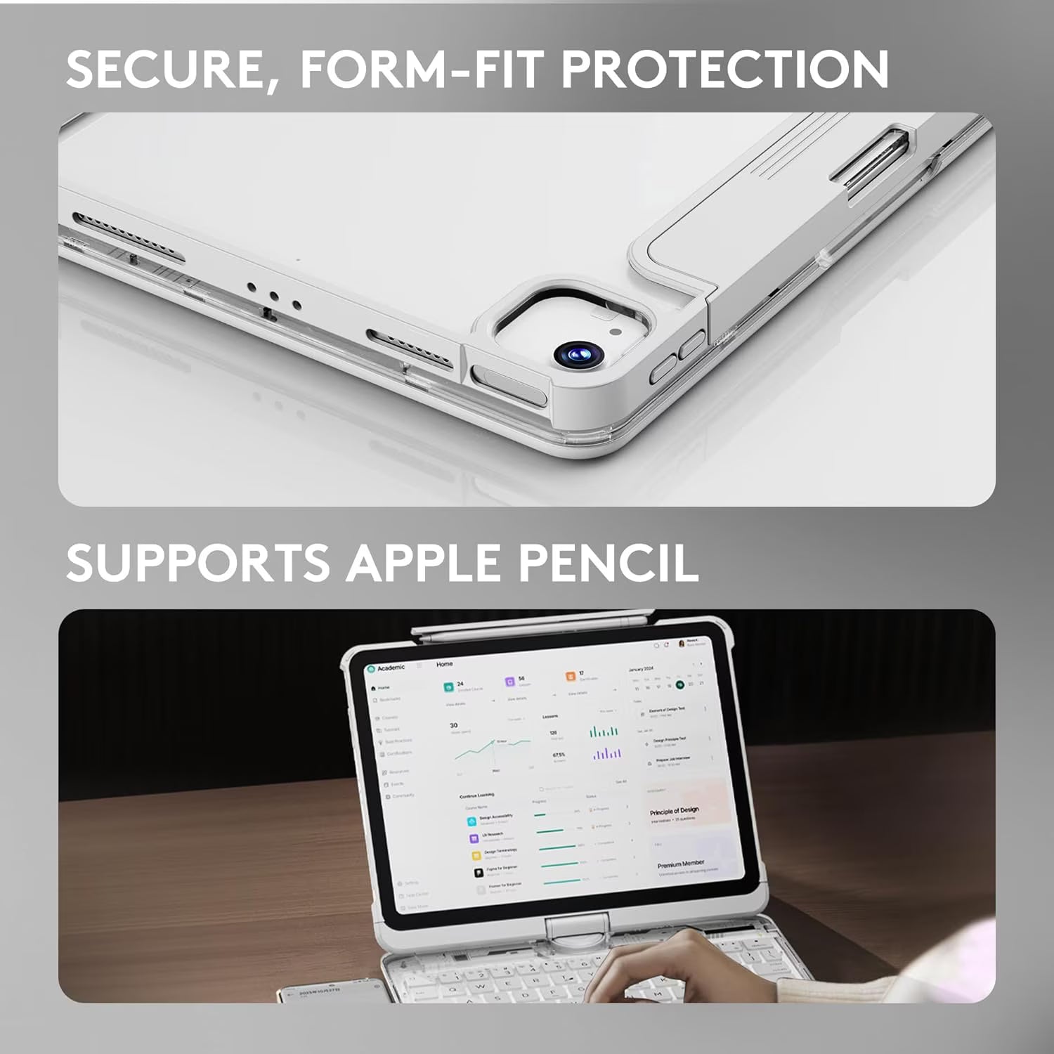 Compatible for iPad Air 11" Case With Keyboard (M3/M2, 2025/2024) and Air 5/4th Gen, iPad Pro 11 (2022/2021/2020/2018). 360 ° Rotating Multi-Touch Trackpad White