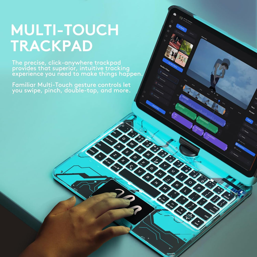 Compatible for iPad Air 11" Case With Keyboard (M3/M2, 2025/2024) and Air 5/4th Gen, iPad Pro 11 (2022/2021/2020). 360 ° Rotatable Multi-Touch Trackpad Blue