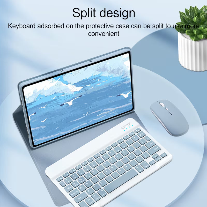 Bluetooth keyboard case for Xiaomi Pad 5 / Pad 5 Pro 11 inch, detachable keyboard, PU leather, Blue
