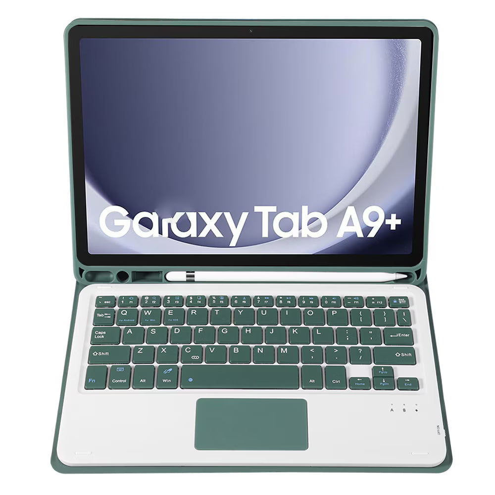 Touchpad Keyboard Case for Samsung Galaxy Tab A9 Plus 11", Wireless, Bluetooth, 7-Color Backlight, with Pen, Mouse, Silicone Keyboard Membrane