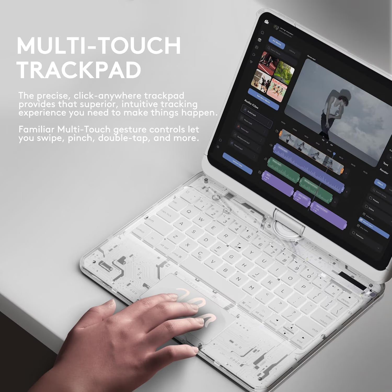 Compatible for iPad Air 11" Case With Keyboard (M3/M2, 2025/2024) and Air 5/4th Gen, iPad Pro 11 (2022/2021/2020/2018). 360 ° Rotating Multi-Touch Trackpad White