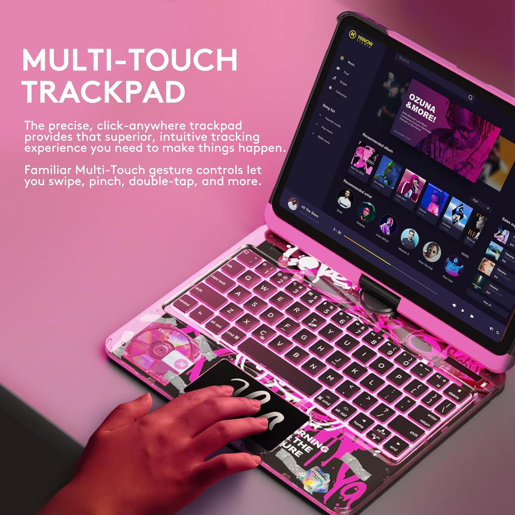 Compatible for iPad Air 11" Case With Keyboard (M3/M2, 2025/2024) and Air 5/4th Gen, iPad Pro 11 (2022/2021/2020/2018). 360 ° Rotating Multi-Touch Trackpad, RGB Backlit Keyboard Pink