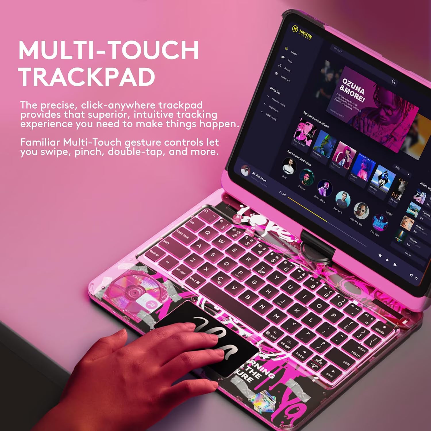 Compatible for iPad Air 11" Case With Keyboard (M3/M2, 2025/2024) and Air 5/4th Gen, iPad Pro 11 (2022/2021/2020/2018). 360 ° Rotating Multi-Touch Trackpad, RGB Backlit Keyboard Pink