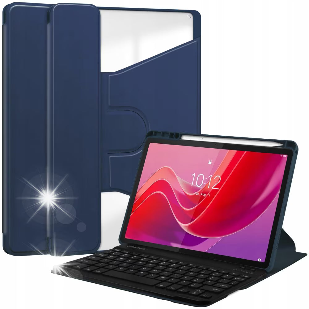 2 in 1 case with Bluetooth keyboard for Lenovo Tab M11, 360° rotating, garnet, PU, stand included