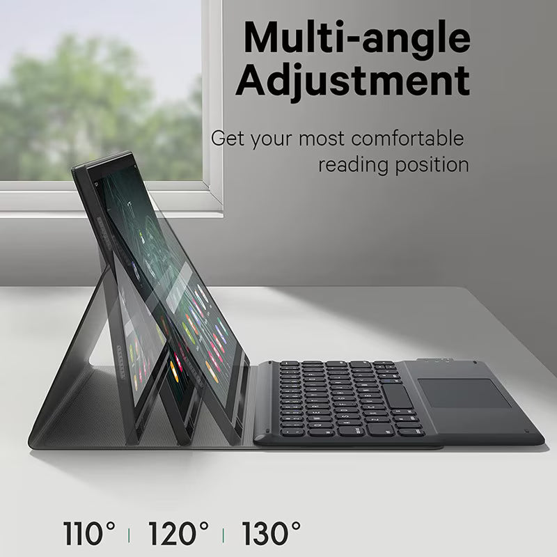 Touchpad Keyboard Case, For Samsung Galaxy Tab A9 Plus 11", Wireless, Bluetooth, 7-Color Backlight, With Pen, Mouse, Silicone Keyboard Membrane