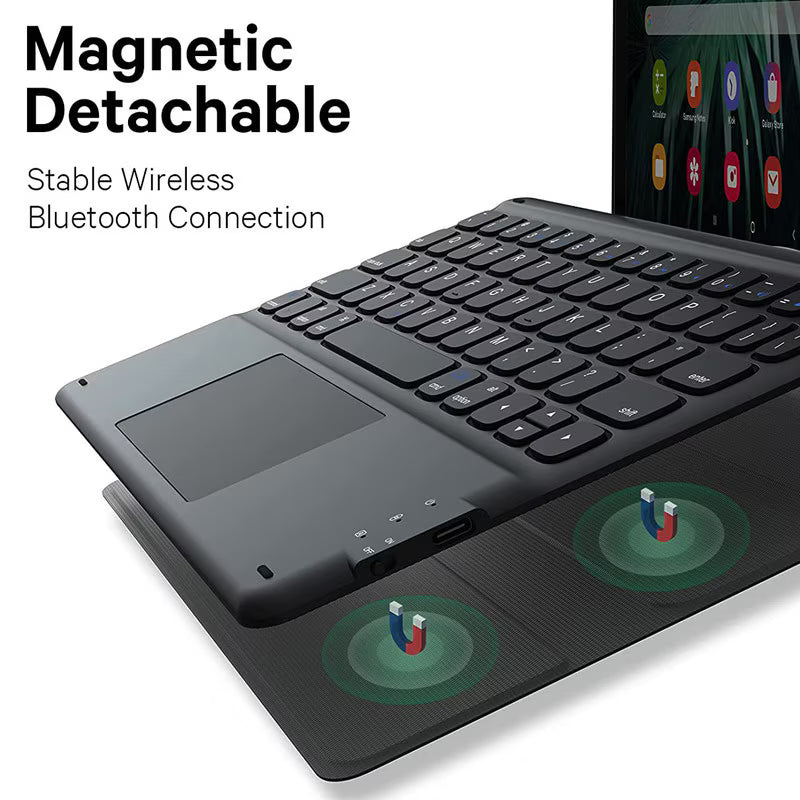 Touchpad Keyboard Case, For Samsung Galaxy Tab A9 Plus 11", Wireless, Bluetooth, 7-Color Backlight, With Pen, Mouse, Silicone Keyboard Membrane