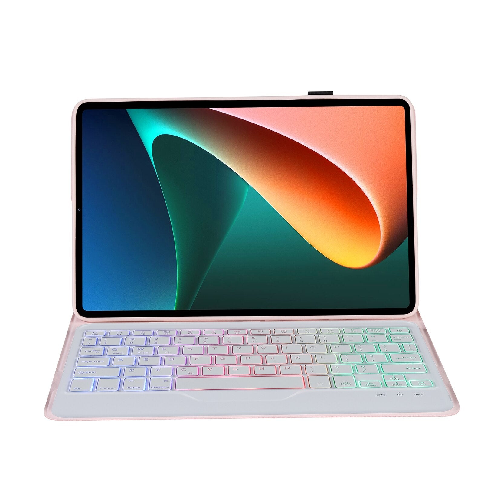 Bluetooth 3.0 keyboard case for Xiaomi Pad 5 / 5 Pro, with stand, detachable keyboard, tricolor lighting, pink