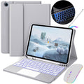 Touchpad Keyboard Case, JODAKOR®, For Samsung Galaxy Tab A9 Plus 11", Wireless, Bluetooth, 7-Color Backlight, With Pen, Mouse, Silicone Keyboard Membrane, Gray